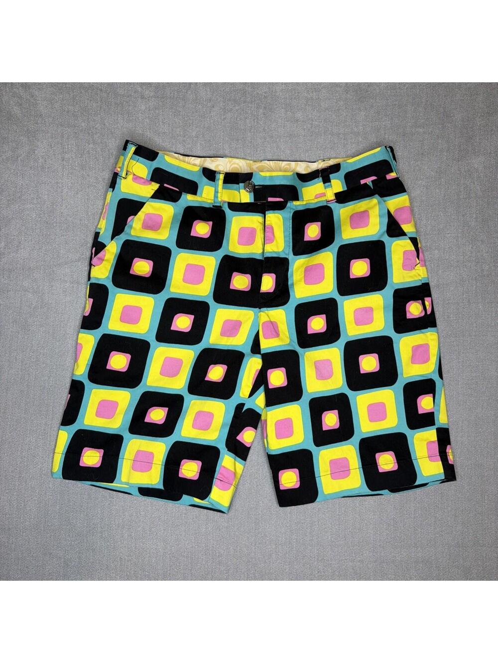 Loudmouth Golf Shorts Mens Size 34 Couch Potato Print Stretch 60s 70s Style